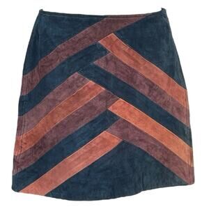 Blank NYC Blue and Brown Suede Midi Skirt